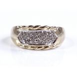 A 9ct gold diamond cluster dress ring, total diamo