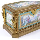 A 19th century French gilt-bronze casket, with ins