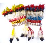 2 Native American Indian feather-mounted head dres