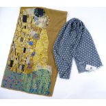 Gustav Klimt design long silk scarf, length 144cm,