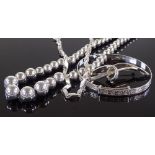 An Italian silver bobble design necklace, a silver