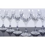 A set of 6 Baccarat crystal wine glasses with soli