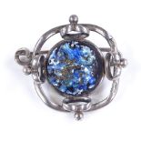 A Charles Horner silver brooch, with enamel centre