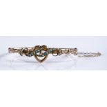 A Victorian 9ct gold turquoise and pearl hinged ba