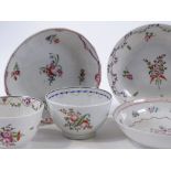 3 19th century porcelain saucers and 2 tea bowls,