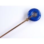 A Russian Karl Fabergé gold blue enamel and diamon