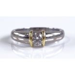 An 18ct white and yellow gold 0.52ct solitaire dia