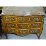 A late 19th century French Kingwood and marquetry