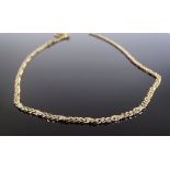 A 9ct gold flat link necklace, length 470mm, 14.7g
