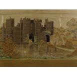 A 19th century silk embroidered picture of Bodiam