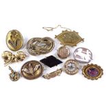 Various Victorian and other memorial brooches