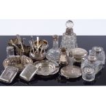 Various silver items, including Vesta cases, a tor