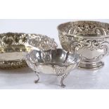 A late Victorian silver tray, together with 2 silv