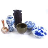 A group of Chinese porcelain and stone items, incl