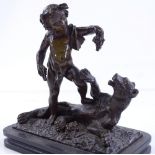 A 19th century bronze figure of Bacchus and a leop