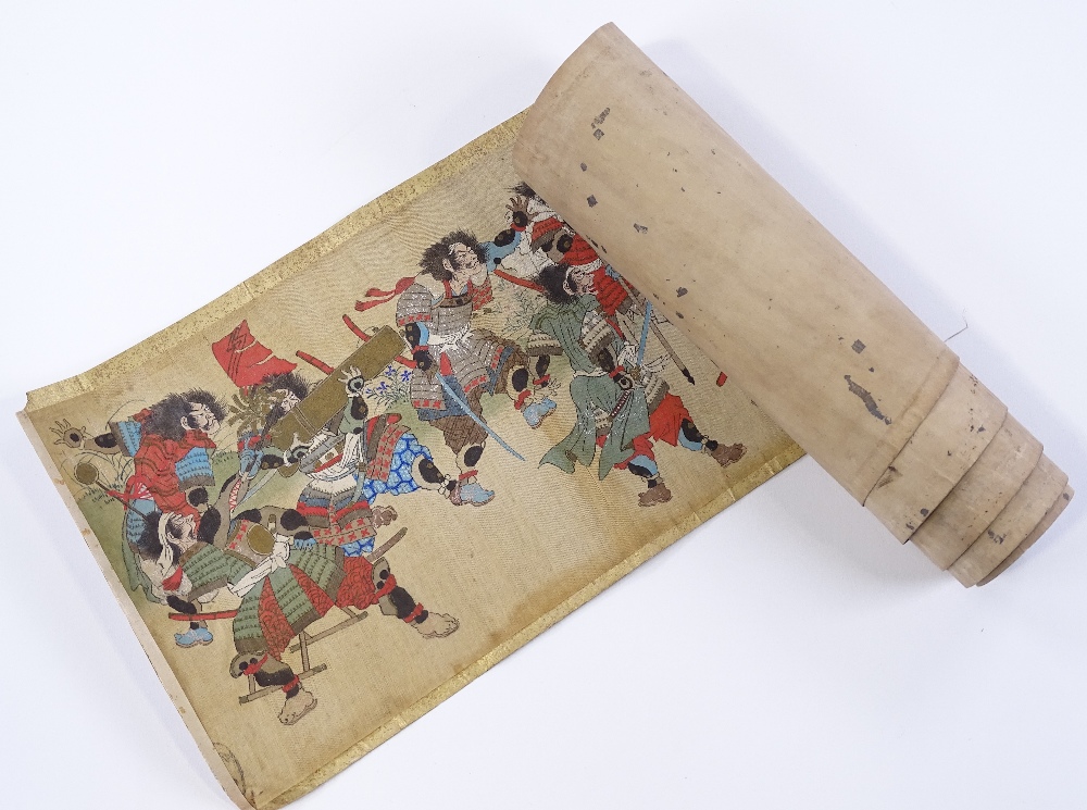 A Japanese watercolour scroll painting circa 1900, - Image 2 of 3
