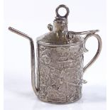 A miniature Continental silver watering can, with
