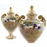 A pair of Crown Devon Fieldings Pottery vases and