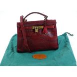 A Vintage Mulberry burgundy leather crocodile effe