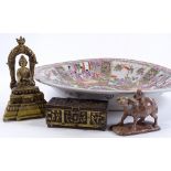 A group of Oriental items, including a large porce