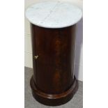 A Victorian mahogany drum-shaped bedside cupboard,