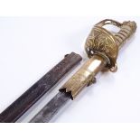 A Navy Officer's dress sword, with cast-brass bowl