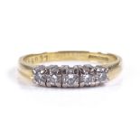 An 18ct gold 5-stone diamond ring, setting height