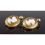 A pair of Victorian 9ct gold relief carved cameo e