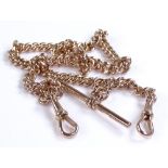 A 9ct gold double Albert chain with T-bar, overall