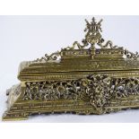 An ornate Victorian brass desk stand, length 36cm