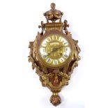 An ornate French bronze-cased Cartel wall clock, d