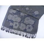 Oscar De La Renta, grey floral pattern shawl / sca