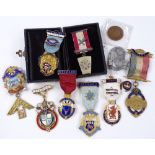 A group of Masonic and Buffalo jewels and badges (