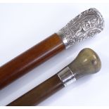 An Indian silver-topped Malacca walking cane, and