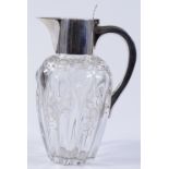 An Edwardian cut glass and silver-mounted claret j