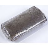 A Continental unmarked silver cigar case, engine t