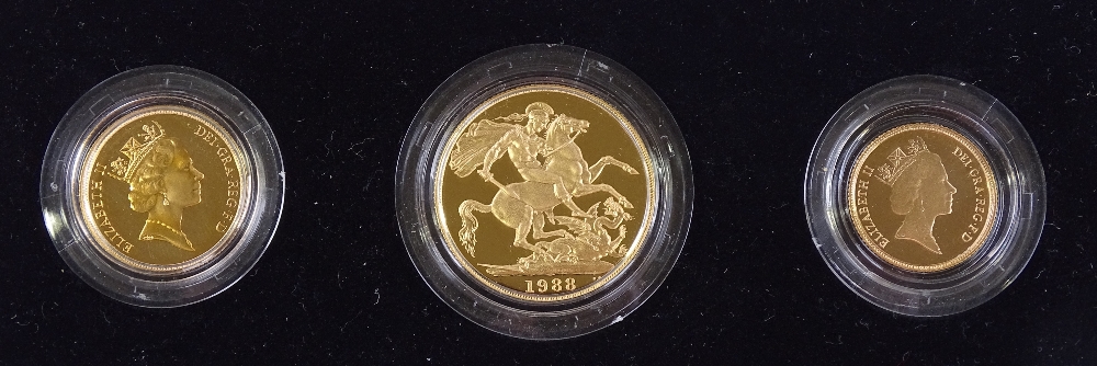 A 1988 United Kingdom gold proof coin set, compris