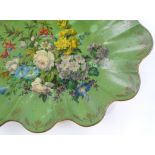 A Victorian papier mache bowl, with hand painted f