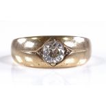 An 18ct gold solitaire diamond gypsy ring, diamond