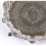 A George II small silver waiter / salver, with sca