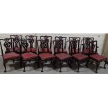 A set of 12 19th century mahogany Chippendale desi