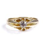 A Victorian 18ct gold solitaire diamond gypsy ring