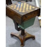 A 19th century rosewood drop leaf work table, with