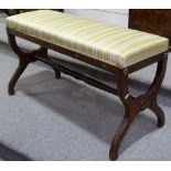 A 19th century mahogany framed duet stool, on X sh