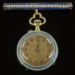 An 18ct gold blue and white enamel LeCoultre & Cie