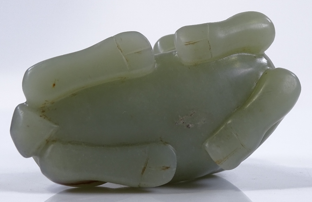 A Chinese green jade carving of a reclining goat, - Image 3 of 3