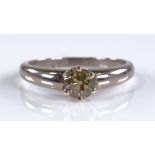 A 0.73ct solitaire cinnamon diamond ring, in unmar