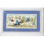 A pair of Persian miniature paintings on ivory, de