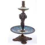 A 19th century French bronze and champleve enamel