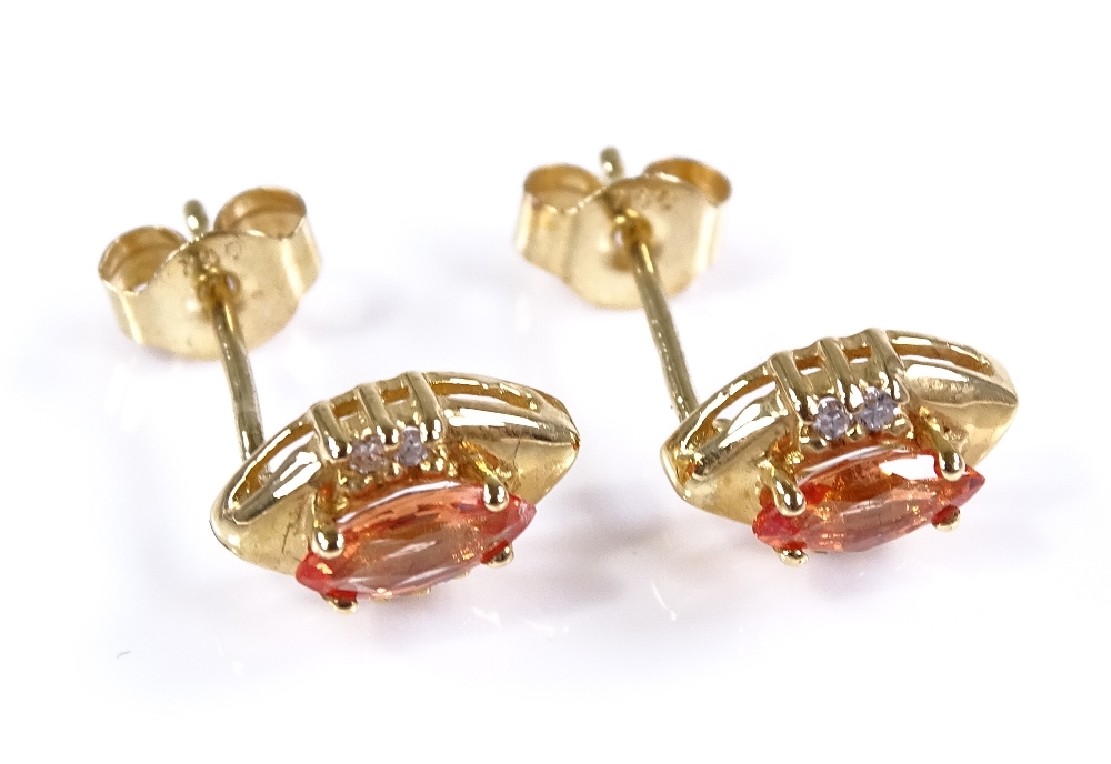 A pair of 9ct gold fire opal and white topaz stud - Image 4 of 4